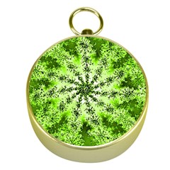 Lime Green Starburst Fractal Gold Compasses by allthingseveryone