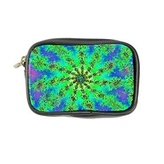 Green Psychedelic Starburst Fractal Coin Purse by allthingseveryone