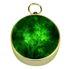 Artsy Bright Green Trees Gold Compasses by allthingseveryone