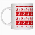 Knitted Red White Reindeers White Mugs Left