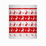 Knitted Red White Reindeers White Mugs Center