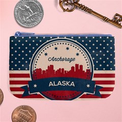 Retro Anchorage Alaska Skyline Large Coin Purse by Bigfootshirtshop