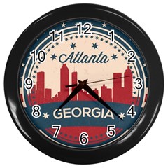 Retro Atlanta Georgia Skyline Wall Clocks (black) by Bigfootshirtshop