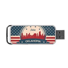 Tulsa Oklahoma Retro Skyline Portable Usb Flash (two Sides) by Bigfootshirtshop