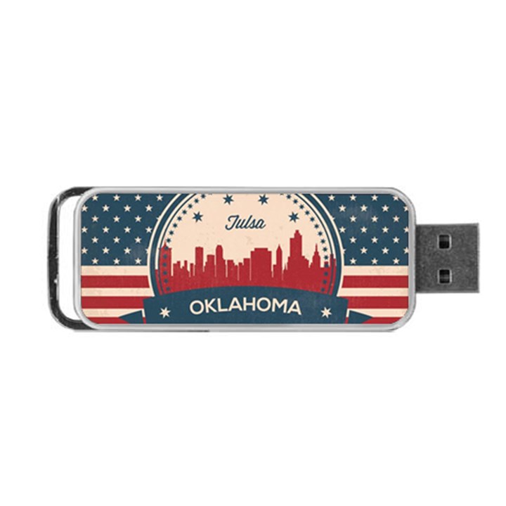 Tulsa Oklahoma Retro Skyline Portable USB Flash (Two Sides)