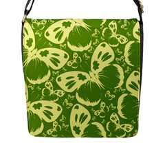 Pale Green Butterflies Pattern Flap Messenger Bag (l)  by Bigfootshirtshop