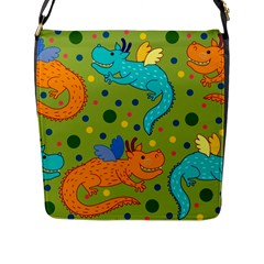 Colorful Dragons Pattern Flap Messenger Bag (l)  by Bigfootshirtshop