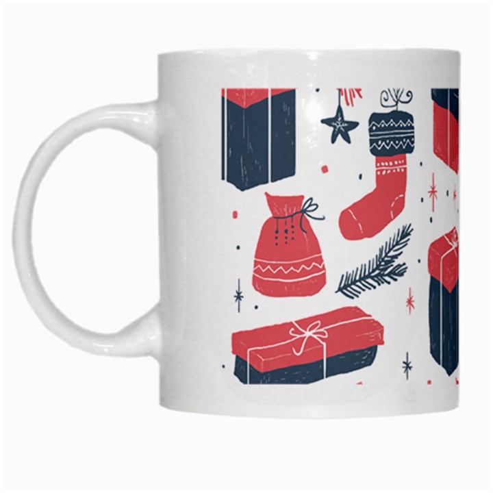 Christmas Gift Sketch White Mugs