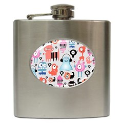 Funky Monsters Pattern Hip Flask (6 Oz) by Bigfootshirtshop