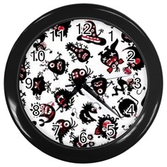 Goofy Monsters Pattern  Wall Clocks (black) by Bigfootshirtshop