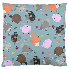 Little Round Animal Friends Standard Flano Cushion Case (one Side) by Bigfootshirtshop