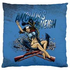 Navy Anchor s Aweigh Pinup Girl Standard Flano Cushion Case (one Side) by Bigfootshirtshop