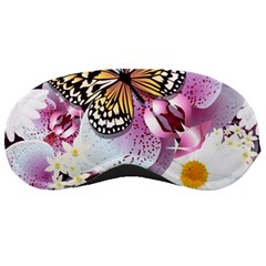 Butterflies With White And Purple Flowers  Sleeping Masks by Bigfootshirtshop