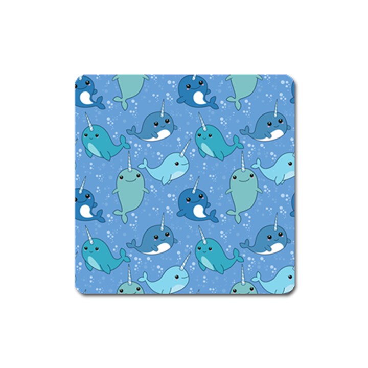 Cute Narwhal Pattern Square Magnet