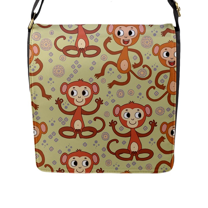 Cute Cartoon Monkeys Pattern Flap Messenger Bag (L) 