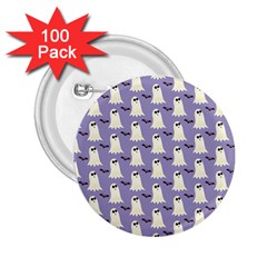 Bat And Ghost Halloween Lilac Paper Pattern 2 25  Buttons (100 Pack)  by Celenk