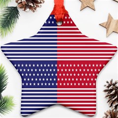 American Flag Patriot Red White Star Ornament (two Sides) by Celenk