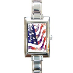 Usa Flag America American Rectangle Italian Charm Watch by Celenk