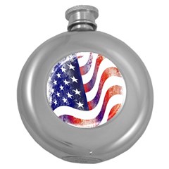 Usa Flag America American Round Hip Flask (5 Oz) by Celenk