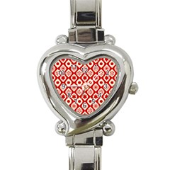 Ornate Christmas Decor Pattern Heart Italian Charm Watch by patternstudio