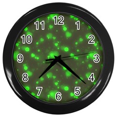 Neon Green Bubble Hearts Wall Clocks (black) by PodArtist