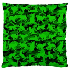 Bright Neon Green Catmouflage Large Cushion Case (one Side) by PodArtist