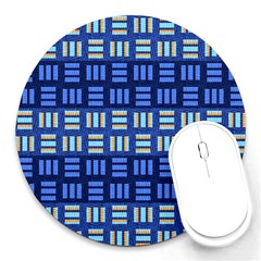 Textiles Texture Structure Grid Round Mousepads by Celenk