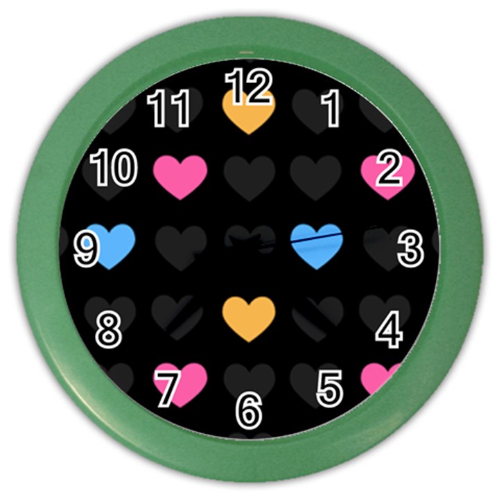 Emo Heart Pattern Color Wall Clocks