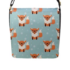 Cute Fox Pattern Flap Messenger Bag (l)  by Bigfootshirtshop