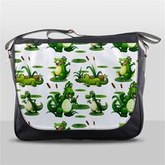 Crocodiles In The Pond Messenger Bags by Bigfootshirtshop