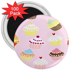 Cupcakes Wallpaper Paper Background 3  Magnets (100 Pack) by Celenk