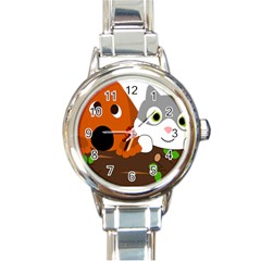 Baby Decoration Cat Dog Stuff Round Italian Charm Watch by Celenk