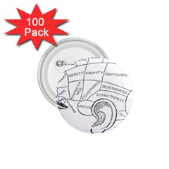 Brain Chart Diagram Face Fringe 1 75  Buttons (100 Pack)  by Celenk