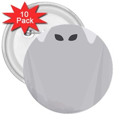 Ghost Halloween Spooky Horror Fear 3  Buttons (10 Pack)  by Celenk