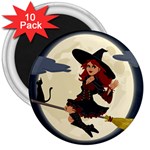 Witch Witchcraft Broomstick Broom 3  Magnets (10 pack)  Front