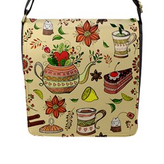 Colored Afternoon Tea Pattern Flap Messenger Bag (l)  by Bigfootshirtshop