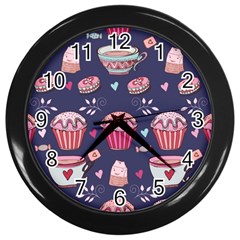 Afternoon Tea And Sweets Wall Clocks (black) by Bigfootshirtshop