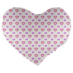 Pixel Hearts Large 19  Premium Flano Heart Shape Cushions by jumpercat