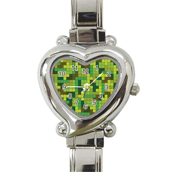 Tetris Camouflage Forest Heart Italian Charm Watch