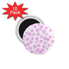 A Lot Of Skulls Pink 1 75  Magnets (10 Pack)  by jumpercat