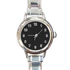 Dark Chevron Round Italian Charm Watch by jumpercat