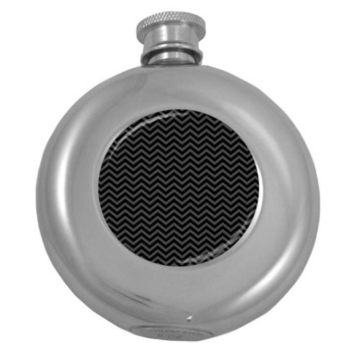 Dark Chevron Round Hip Flask (5 oz)