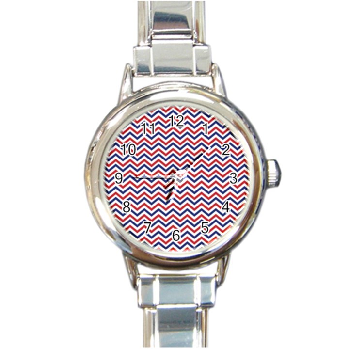 Navy Chevron Round Italian Charm Watch