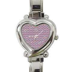 Navy Chevron Heart Italian Charm Watch by jumpercat