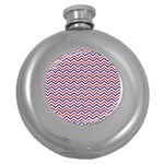 Navy Chevron Round Hip Flask (5 oz) Front