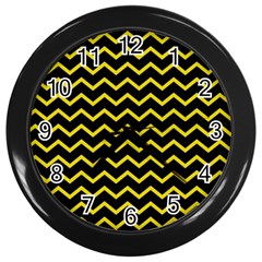 Yellow Chevron Wall Clocks (black) by jumpercat