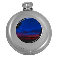 Canada Lake Night Evening Stars Round Hip Flask (5 Oz) by BangZart