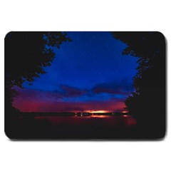 Canada Lake Night Evening Stars Large Doormat  by BangZart