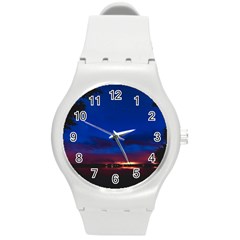 Canada Lake Night Evening Stars Round Plastic Sport Watch (m) by BangZart