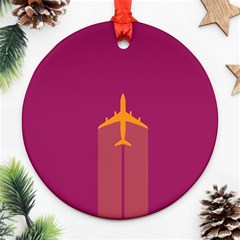 Airplane Jet Yellow Flying Wings Round Ornament (two Sides) by BangZart